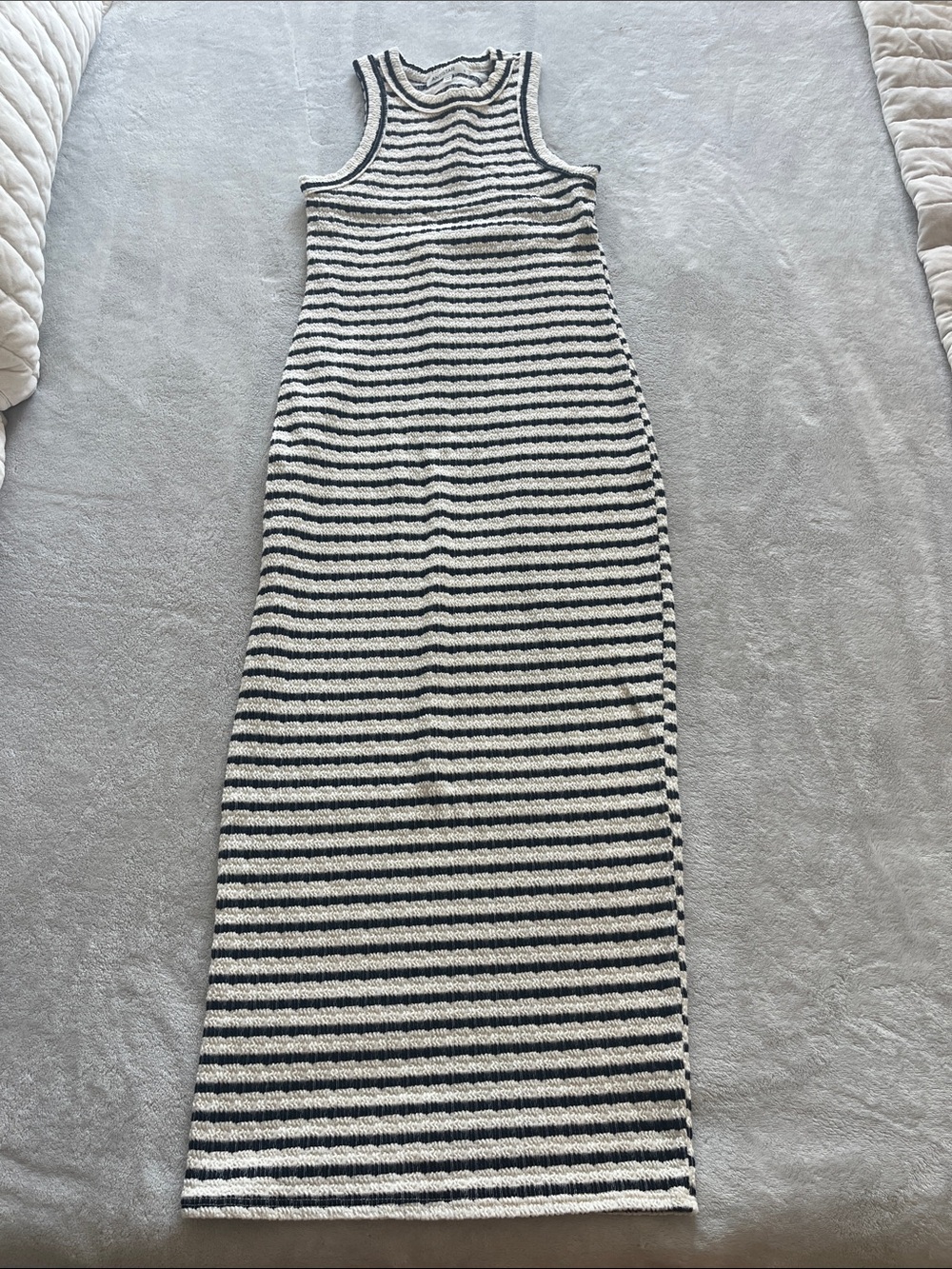 Tank NavyBlue and White Striped Knit Maxi Dress